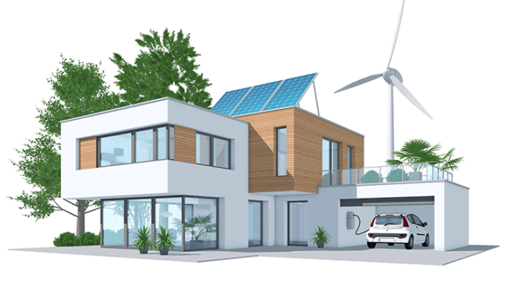 Home equipped with renewable energy